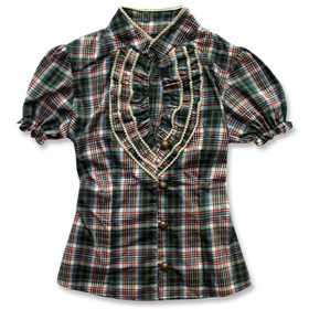 FRONT - Gothic Plaid Bodice, Green Top