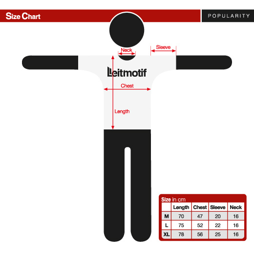 SIZE CHART - Red Comet T-shirt